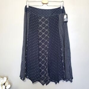 Style & Co. Mixed Ditsy Midi Skirt Petite Size 6 Black Lined Business Casual New